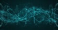Image of a digital glowing blue 3d double helix DNA