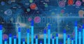 Image of digital icons and data processing with binary coding over world map in background Royalty Free Stock Photo