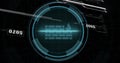Image of digital interface with data processing over black background Royalty Free Stock Photo