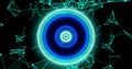 Image of digital interface showing circular scope scanning with network of connections Royalty Free Stock Photo
