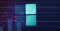 Image of digital interface squares data loading and statistics processing over grid Royalty Free Stock Photo