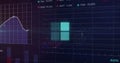 Image of digital interface squares data loading and statistics processing over grid Royalty Free Stock Photo