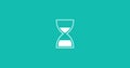 Image of digital interface waiting hourglass icon on green background