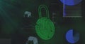 Image of digital padlock and data in digital space