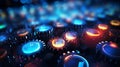 Brightly Lit Interconnected Digital Gears - An Image Depicting Technological Integration and Automation