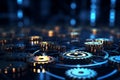 Brightly Lit Interconnected Digital Gears - An Image Depicting Technological Integration and Automation