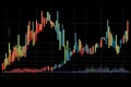 Image displaying candlestick chart illustrating price movements. Generative AI