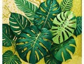 Image displaying a floral arrangement featuring tropical green leaves from Monstera, fern, and Eucalyptus plants, enhanced with