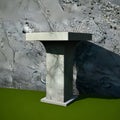 3d illustration gray rock pedestal and wall for product display green generated by ai