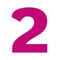 Bold Pink Number Two on White Background Royalty Free Stock Photo