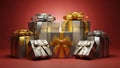 Stacked Gift Boxes with Bows Royalty Free Stock Photo
