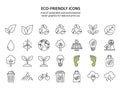 Set of eco-friendly icons of sustainable and environmental vector graphics suitable for web Royalty Free Stock Photo