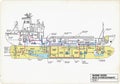 The image displays a cross-sectional view of the ship with color-coded Royalty Free Stock Photo