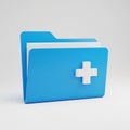 A Bright Blue Folder Icon with a White Plus Symbol on a Light Gray Background file document Royalty Free Stock Photo