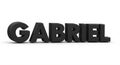 The image displays a 3D rendering of the word \