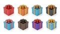 Colorful assortment of gift boxes with decorative ribbons and bows Royalty Free Stock Photo