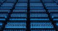 Vast network of glowing blue data center servers Royalty Free Stock Photo