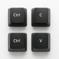 Four black keyboard keys showing ctrl, c, ctrl, and v for copy and paste actions Royalty Free Stock Photo