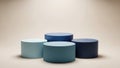 Four blue cylindrical objects in a row Royalty Free Stock Photo