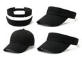 Assorted black caps and visors for outdoor or casual wear Royalty Free Stock Photo
