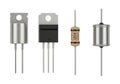 Assorted electronic components including a transistor, thyristor, resistor, and capacitor Royalty Free Stock Photo