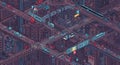 Cyberpunk isometric urban sprawl artwork Royalty Free Stock Photo