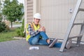 Architect suffering after on-the-job injury. Royalty Free Stock Photo