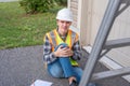 Architect suffering after on-the-job injury. Royalty Free Stock Photo