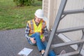 Architect suffering after on-the-job injury. Royalty Free Stock Photo