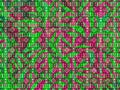 The image displays an intricate, colorful abstract pattern with repeating geometric shapes