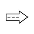 Simple arrow icon with dashed line indicating a break or interruption Royalty Free Stock Photo