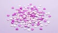 Scattered Heart-Shaped Confetti on Purple Background Royalty Free Stock Photo