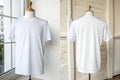 Front and back view of a plain white t-shirt displayed on a mannequin plain t-shirt blank t-shirt Royalty Free Stock Photo