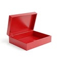 An open red box with a lid, showcasing its empty interior and smooth surface Royalty Free Stock Photo