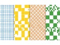 Collection of colorful checkered and grid patterns on white background Royalty Free Stock Photo