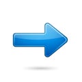 Modern blue arrow icon pointing to the right on a transparent background Royalty Free Stock Photo