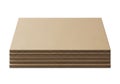 A stack of five sheets of brown cardboard on a white background isolated on transparent background Royalty Free Stock Photo