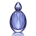 Elegant blue glass perfume bottle with a unique shape and design, showcasing a luxurious essence Royalty Free Stock Photo