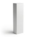 A tall, rectangular, white cardboard box standing upright against a white background Royalty Free Stock Photo