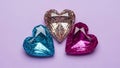 Three Sparkling Heart-Shaped Gems Royalty Free Stock Photo