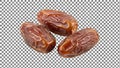 Three ripe dates on transparent background Royalty Free Stock Photo