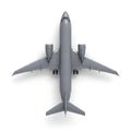 Aerial view of a twin-engine commercial jetliner from above Royalty Free Stock Photo