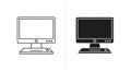 Two Computer Monitors One Outline and One Solid Black on a White Background screen display Royalty Free Stock Photo