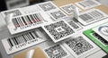 Assorted barcode and qr code labels Royalty Free Stock Photo