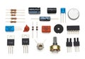 Assorted collection of electronic components and passive devices Royalty Free Stock Photo