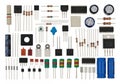Assorted electronic components and passive circuit elements for diy projects Royalty Free Stock Photo