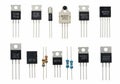 Assorted selection of through-hole transistors and diodes for electronics projects Royalty Free Stock Photo