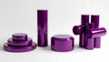 Collection of purple metallic objects with various shapes and sizes Royalty Free Stock Photo
