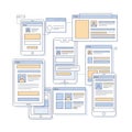 Wireframe layouts for mobile applications isolated on white background Royalty Free Stock Photo