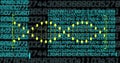 Image of dna strand over data processing on black background Royalty Free Stock Photo